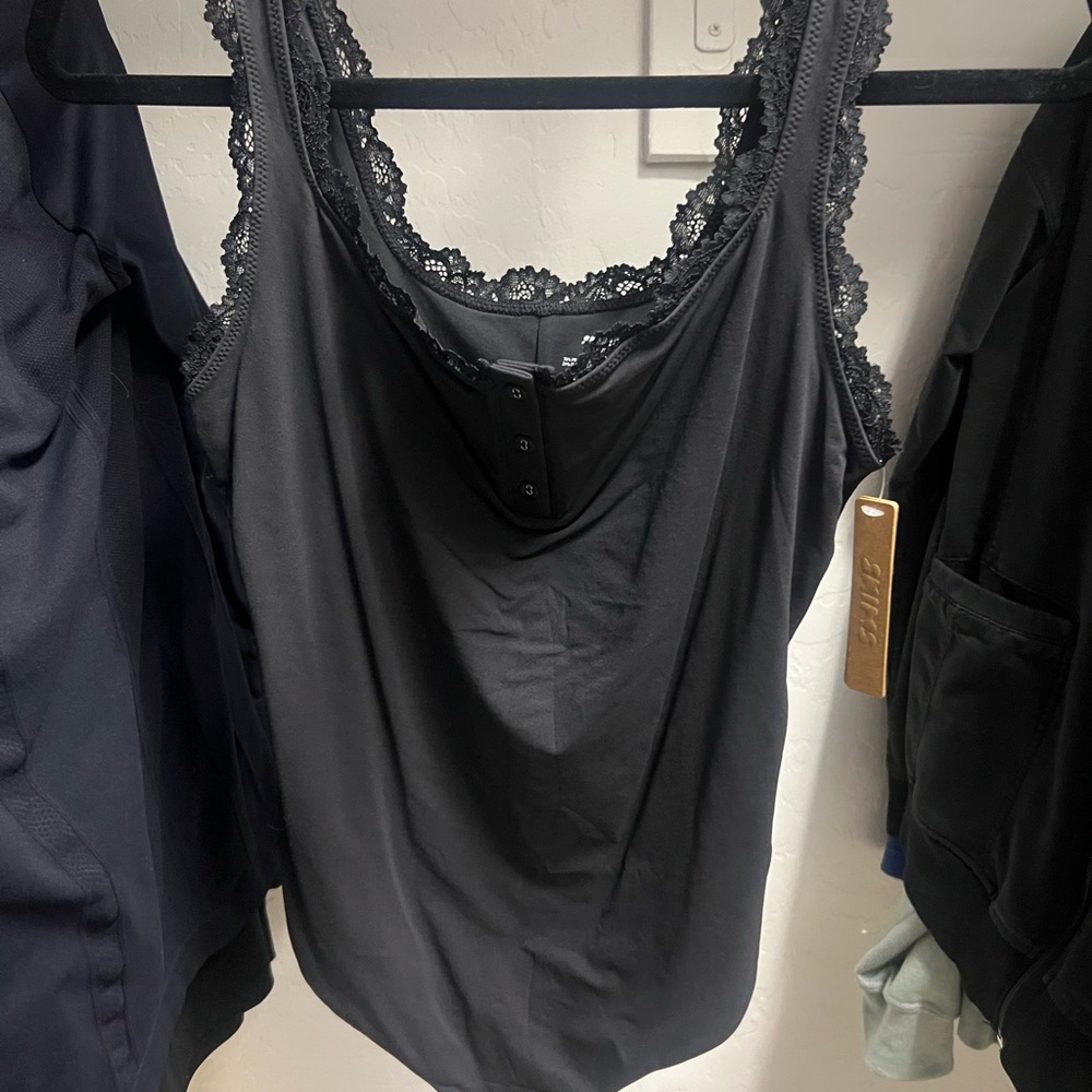 SKIMS Black Lace Detail Top